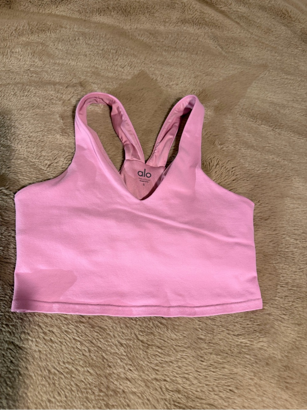 ALO Yoga Pink V-Neck Racerback Crop Top